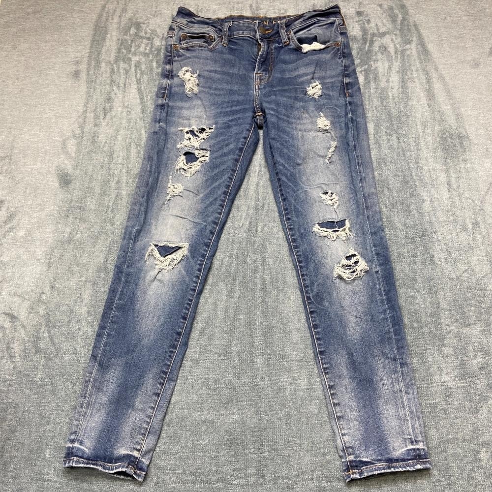 American Eagle Outfitters Jeans Women 30x30 Blue Denim Cotton Stretch Distressed